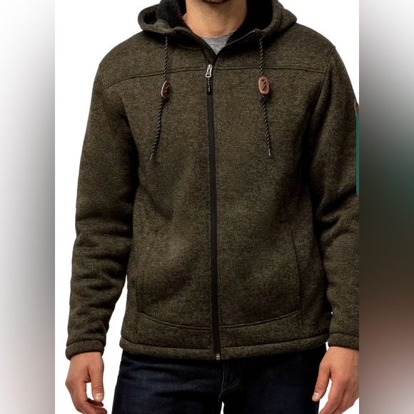 Rugged Elements Men's Fleece-Lined Hoodie Size Medium. Color: Dark Olive Texture - Picture 1 of 10